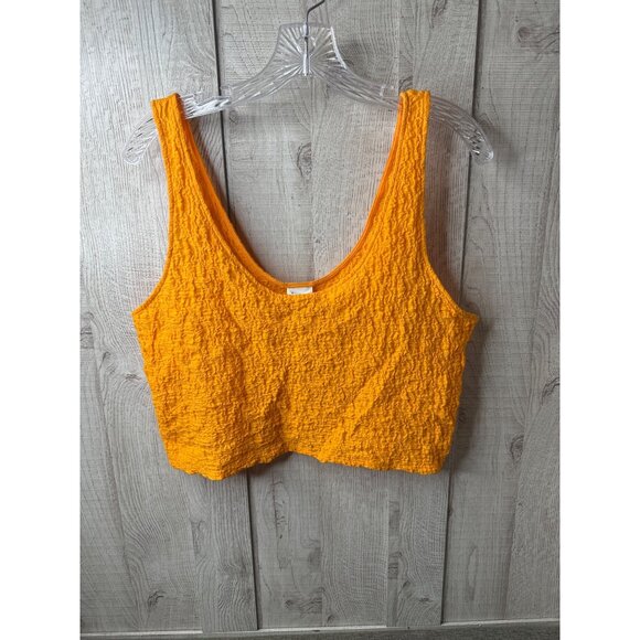 Orange Textured Crop Tank Top & White Tie-Front Crop Cami Lot of 2 Beach Cruise - Picture 2 of 13
